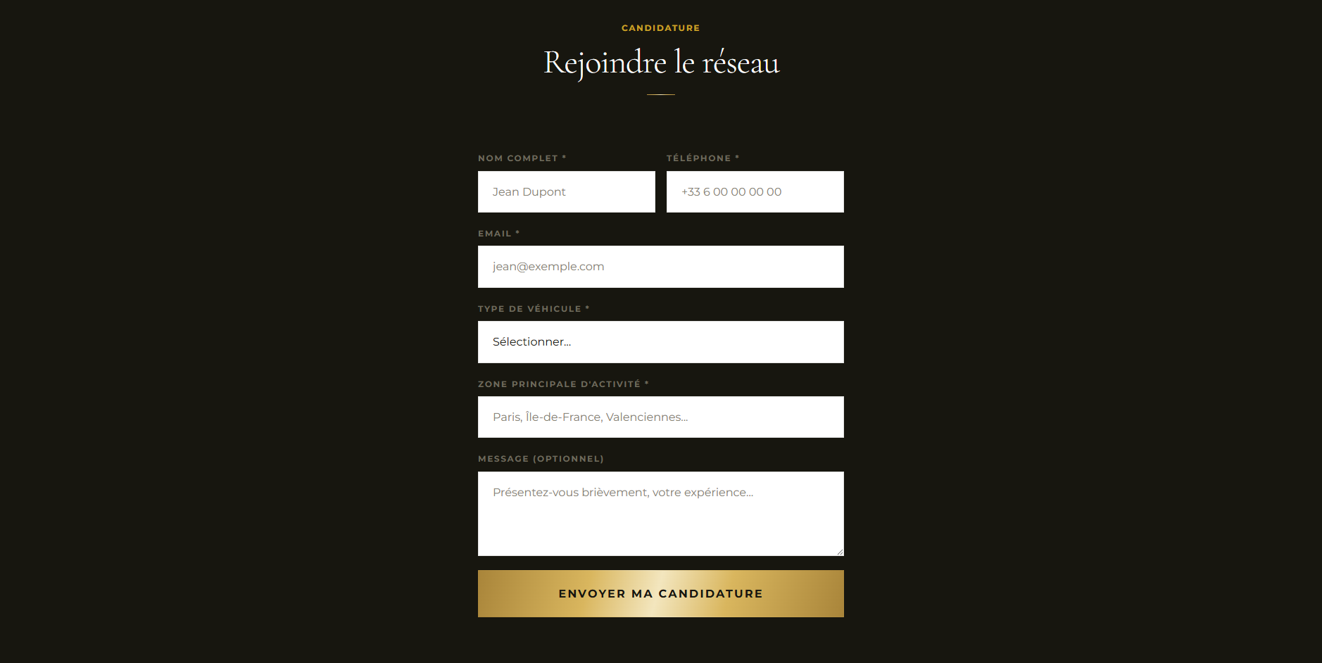 Exemple de formulaire réalisé